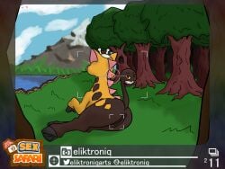 absurd_res eliktroniq female feral furry generation_2_pokemon genitals girafarig hi_res new_pokemon_snap nintendo outside pokemon pokemon_(species) pussy solo video_games