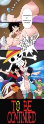 absurd_res after_sex big_breasts big_nipples breasts comic duo ending eyewear eyewear_on_head female flag goggles goggles_on_head happy happy_ending hi_res huge_breasts human jolly_roger_(one_piece) jolly_roger_tattoo_(one_piece) kurozumi_tama male male/female mammal monkey_d_luffy nipples nose_bubble nyabeyo one_piece otama_(one_piece) pirate roronoa_zoro sleeping speed_(one_piece) taur