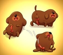 2020 anatomically_correct anatomically_correct_genitalia anatomically_correct_penis animal_genitalia animal_penis anus balls black_eyes black_nose bodily_fluids brown_body canid canine canine_penis canis cum cumshot digital_media_(artwork) domestic_dog duggee_(hey_duggee) ejaculation feral genital_fluids genitals hands-free hey_duggee knot lying male mammal motion_lines nude on_back on_ground open_mouth orgasm penis polygon5 presenting presenting_anus quadruped red_penis semi-anthro simple_background solo tail_motion tailwag tongue tongue_out yellow_background