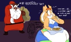 2girls 2girls1boy anthro ass belly breast brown_eyes brown_hair bunny chubby chubby_female cookie cookies cream_the_rabbit daughter english_text fat female female_focus furry hips human lagomorph lagomorph_humanoid large_ass large_breasts male milf mother mother nightgown nipple_bulge rabbit santa_claus sega sonic_(series) sonic_the_hedgehog_(series) stomach text thick_thighs thighs ultrahand vanilla_the_rabbit white_hair wide_hips