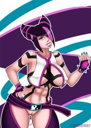 1girls busty capcom dinar1667 female female_focus female_only hourglass_figure juri_han pinup pinup_pose solo street_fighter street_fighter_6 tagme wide_hips