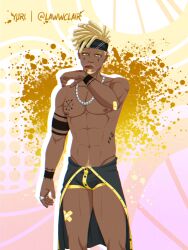 black_skin blonde_hair bulge lawwclair male male_only underwear yellow yellow_eyes