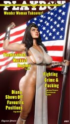 1girls 3d 3d_(artwork) american_flag big_ass big_breasts blender blender_(software) breasts brown_hair dc dc_comics diana_prince dress female female_only flag heroine human human_only injustice_2 magazine magazine_cover murica muscular muscular_female obscuradomini pelvic_curtain playboy pose see-through see-through_clothing solo visible_nipples wonder_woman wonder_woman_(injustice) wonder_woman_(series)