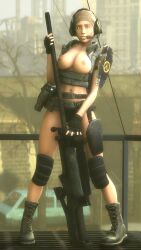 1girls 3d 3d_(artwork) belt blurry_background breasts citizen clothing female female_only firearm floppyhead footwear gloves gun half-life half-life_2 handwear headwear human pale_skin posing rifle sniper_rifle source_filmmaker tactical_nudity weapon white_skin