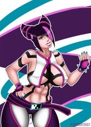 1girls busty capcom dinar1667 female female_focus female_only hourglass_figure juri_han pinup pinup_pose solo street_fighter street_fighter_6 tagme wide_hips