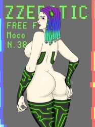 1girls 2022 areolae artist_name ass ass_grab big_ass big_breasts blue_hair braid breast_grab breasts clothing dat_ass female female_only free_fire garena gloves green_hair hand_on_ass huge_breasts legs light lingerie looking_at_viewer looking_back moco_(free_fire) multicolored_hair naked nipples nude nude_female pink_nipples presenting presenting_ass purple_eyes purple_hair purple_lipstick solo solo_female thighhighs voluptuous white_skin zzerotic