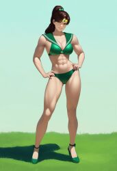 aged ai_generated big_breasts bikini infernokittie sailor_jupiter toned_female up,