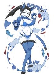 beepo_(chunkymoon) black_hair chunkymoon kitty_suit robot robot_girl