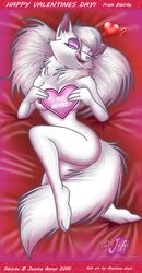 anthro bed breasts desiree_roche feline female furry heart jessica_anner nude romantic silk solo teasing valentines_day