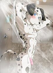 anthro blush canine dalmatian dog fur furry male male_only nude shower solo soro wet