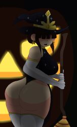 amy_lightcaller ass behind_view broom earrings female female_only hair_bun halloween halloween_costume original_character shadowjanetnsfw tagme wizard_hat