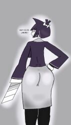 ass cat_ears female_only knife miss_bloomie_(fundamental_paper_education) short_hair viewed_from_behind