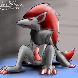 1boy knot male male_only penis pokemon pokemon_(species) solo takiro zoroark