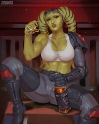 1girls alcohol alcoholic_drink alien alien_girl alien_humanoid anri_(swtor) bioware bra female female_focus female_only glass goggles goggles_on_head imperial_trooper lekku lucasfilm nesoun not_porn pinup scar sfw sith_empire_insignia sith_trooper solo solo_female solo_focus star_wars star_wars:_the_old_republic tagme yellow_body yellow_skin