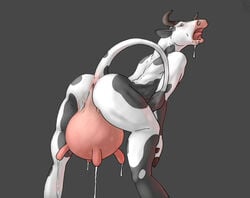 1male anthro anus ass bent_over bovine bull horns lactation looking_back male male_lactation male_only male_with_udders mot nude nude_male open_mouth solo tagme tail udders