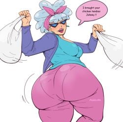 ass big_ass bunny_bravo gray_hair huge_ass johnny_bravo_(series) milf pantylines pinkkoffin sunglasses text thick thick_ass thick_thighs