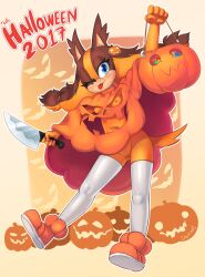 anthro badger breasts candy cloak clothed clothing costume dessert female food fruit genitals halloween halloween_costume hi_res holidays impractical_clothing knife legwear lollipop mammal mustelid musteline one_eye_closed plant pumpkin pumpkin_costume pussy sega skimpy slutty_pumpkin solo sonic_(series) sonic_boom sonic_the_hedgehog_(series) sparkydb sticks_the_badger sticks_the_jungle_badger stockings tongue tongue_out wink