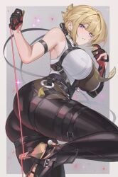 1girls 2d 2d_(artwork) absurd_res arm_strap ass ass_focus bannou_ippoutsukou bare_shoulders black_gloves blonde_female blonde_hair blonde_hair_female breasts digital_drawing_(artwork) digital_media_(artwork) earrings evelyn_chevalier female female_focus female_only from_behind from_below gloves high_heels highres large_breasts latex latex_panties looking_at_viewer looking_down mature mature_female mature_woman milf milfs mole mole_under_eye necktie solo solo_female solo_focus thick thick_ass thick_thighs thighs video_game_character video_games yarn zenless_zone_zero