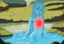 angry deity femboy ineo_mossveil ineo_s_heart lake sealixir slime_boy slime_hair slime_monster water