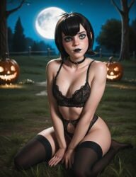 1girls absurd_res ai_generated blue_eyes halloween kneeling lingerie looking_at_viewer mavis_dracula sfw stable_diffusion synth_canvas tagme thick_thighs thighhighs vampire