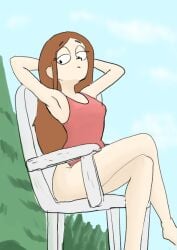 1girls armpits arms_up belly belly_button breasts cleavage clothed clothing disney female female_focus female_only gravity_falls lifeguard rain12641 solo wendy_corduroy