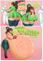 alternate_version_available anthro belly_bigger_than_body belly_overhang breasts breasts_bigger_than_head brown_hair burp burp_cloud burp_fetish burping burpy_chan censored english_text female freckles freckles_on_breasts freckles_on_stomach funlitogc gassychan_(artist) gluttony green_eyes heart-shaped_pupils hearts_around_body huge_breasts hyper hyper_belly hyper_breasts leti licking_lips looking_pleasured morbidly_obese morbidly_obese_female nipples overweight overweight_female plates sea_lion sea_lion_humanoid tongue tongue_out vore vore_belly vore_comic weight_gain weight_gain_female