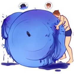 1boy 1girls anus ass_expansion belly_expansion big_areola big_ass big_belly big_breasts big_nipples big_pussy black_hair blue_skin blueberry_inflation blueberry_juice breast_expansion brown_hair clothed_male clothed_male_nude_female cutiepopblue ellie_(cutiepopblue) expansion fingering fingering_pussy glasses immobile inflation lactation light-skinned_male navel nude_female nude_female_clothed_male spherical_inflation squirt squirting sunken_limbs tagme underwear