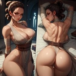 ai_generated big_ass big_butt looking_at_viewer looking_back on_bed rey star_wars tagme