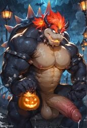 1boy abs absurd_res ai_generated anthro balls bara bat big_balls big_muscles big_nipples big_penis black_body black_claws black_horns black_skin bowser bowser's_fury claws cloud clouds cloudy cloudy_sky cum cum_drip cumming daddy erect_nipples erect_penis erection furry fury_bowser gay genitals halloween halloween_pumpkin high_resolution horns koopa male male_only mario_(series) moon muscles muscular muscular_anthro muscular_male nintendo nipples no_pupils open_mouth orange_eyebrows orange_hair pecs pectorals penis precum precum_drip precum_string rain raining reptile scalie solo solo_anthro solo_focus solo_male spiked_bracelet spiked_collar spiked_shell spiked_tail spikes spikes_(anatomy) tail testicles vein veins veins_on_dick veiny_muscles veiny_penis yaoi yiff yiffinar