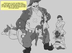 1boy 4girls armor armored_female ashe_(overwatch) ass_to_viewer big_ass big_balls big_breasts big_penis black_and_white bride defeated defeated_heroine devil_horns doggy_style eating_pussy fat_ass fat_man femdom held_up holding_head hook junkenstein&#039;s_monster junker_queen kiriko_(overwatch) maledom monster nayaase_beleguii overwatch overwatch_2 pig_man ripped_clothing roadhog sex_slave sombra stomach_bulge submissive_female tongue_out witch witch_hat writing_on_ass zombie zombie_girl