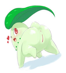 anus chikorita female heart looking_back open_mouth pokemon pussy solo wink yanoodle