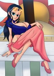 1girls ass black_hair blue_eyes breasts cleavage female female_focus female_only long_hair looking_at_viewer mexicanjoe nico_robin one_piece post-timeskip thick_thighs thighs