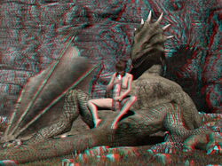 3d 3d_anaglyph breasts dragon duo female human nude scalie