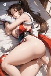 ai_generated anal big_ass bubble_butt cum_in_ass fat_ass mai_shiranui sleeping snk thick_thighs