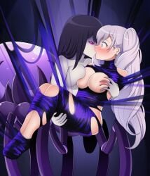 2girls arachne arachnid_humanoid blue_eyes blushing bondage boob_grope boob_press boob_squish bound breasts breasts_out captured captured_girl carrying cocoon cocooned dominant_female drider eye_contact female female/female female_only femdom femsub groping_breast hololive hololive_indonesia hololive_indonesia_holoro kissing lazzysin monster monster_girl multiple_girls naked_female pavolia_reine prey princess_carry silk spider_girl spider_web spiderweb submissive submissive_female tight virtual_youtuber vtuber webbed webbing webs white_hair wrapped wrapped_up wraps yuri