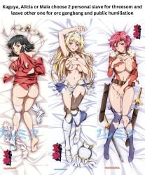 2024 2d 2d_(artwork) 2d_artwork 3girls alicia_arcturus armor armor_removed battle bed bed_covers bed_sheet bedding bedding_background bedroom_eyes bedsheets big_areola big_ass big_breasts big_butt bikini_armor bitch_taken_for_walk boobs_and_butt_pose breasts choose clothes_lift clothing_aside contest fantasy femsub group_sex happy horny horny_face horny_female imminent_gangbang imminent_gangrape imminent_group_sex imminent_rape imminent_sex kaguya_(kuroinu) kuroinu_~kedakaki_seijo_wa_hakudaku_ni_somaru~ maia_(kuroinu) maledom maledom_caption orc prostitute prostitute_clothes prostitution sex sex_slave sexy_armpits slave_auction slave_bikini slave_outfit slavegirl sluts spoils_of_war tearing_clothes thick_thighs tomboy whore_eyes