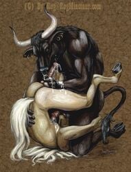 69 anthro balls black bovine bull cum ear_piercing earrings equine eyes_open fur furry furry_only gay hooves horns horse horsecock licking male minotaur nose_piercing nose_ring open_mouth oral palomino penis piercing rog_minotaur septum_piercing sex tail tongue yellow