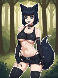 1girls ai_generated animal_girl big_breasts big_breasts big_breasts black_clothes black_clothing black_collar black_fur black_hair black_nail_polish black_nails black_skirt black_tank_top black_thigh_highs black_thighhighs bracelets breasts breasts breasts collar cyan_eyes fangs female female female_focus female_only fingerless_gloves forest fox fox_ears fox_girl fox_humanoid fox_tail foxgirl girl goth goth_girl gothic gothic_girl humanoid jorgecarlosai long_gloves micro_skirt microskirt nail_polish sexy short_hair skirt skull spiked_collar spikes tanktop thigh_highs thighhighs toned toned_female underboob watermark wild_girl