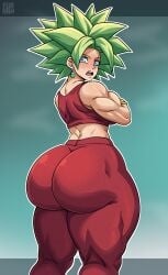 ass_bigger_than_head big_ass big_butt blonde_hair blue_eyes bubble_butt butt_bigger_than_head crossed_arms dragon_ball dragon_ball_super dragon_ball_z furanh kefla muscular muscular_arms muscular_ass muscular_female super_saiyan thick_ass thick_thighs