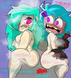 2girls blue_hair buttjob completely_naked_female completely_nude_female crazy_eyes faker_sky friday_night_funkin friday_night_funkin_mod naked_female nude_female nullatheartist nusky pink_eyes purple_eyes skyverse tagme text