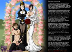 2d black_legwear bride cum english_text female femdom femdom_caption large_breasts leash male male_masturbation malesub masturbation multicolored_hair multiple_doms multiple_doms_one_sub multiple_girls neocorona nun penis tagme wedding wedding_dress wedding_veil