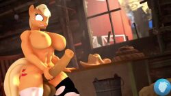 1futa 3d abs animated anthro applejack_(mlp) athletic_futanari barn big_breasts big_penis breasts cow_print cum cumshot exhibitionism friendship_is_magic futa_only futanari horsecock masturbation my_little_pony realvinyl scared smooth_skin solo sound stockings stockings_only tagme video