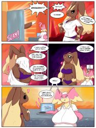 audino big_breasts breasts clothing comic female generation_4_pokemon generation_5_pokemon hi_res huge_breasts hyper hyper_breasts lopunny nintendo nurse pokemon pokemon_(species) raina underwear video_games