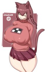 1girls animal_tail ass big_breasts breasts cat_ears cat_tail female female_only large_thighs madotsuki nipples onaeane skirt solo solo_female yume_nikki