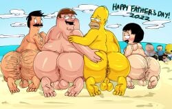 4boys anus balls beach big_ass blush bob's_burgers bob_belcher crossover dad_bod dilf family_guy fat fat_ass fat_man father gay hairy homer_simpson huge_butt looking_at_viewer male male_only moobs nude obese obese_male old old_man older_male peter_griffin plushie randy_marsh sand sea south_park the_simpsons unrealreality weird_crossover yaoi