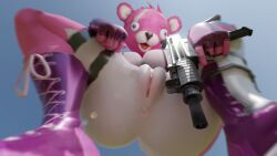 1girls 3d cuddle_team_leader female firearm fortnite fortnite:_battle_royale furry furry_only giant_ass giantess gun half_naked holding holding_object holding_weapon looking_down meatroza pink_bear pink_hair purple_shoes tagme