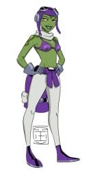 attea ben_10 ben_10_omniverse big_lips bikini cartoon_network clothes_removed freckled_skin freckles frog_girl green_skin incursean pilot_hat simple_background simple_shading skinny small_breasts smooth_skin