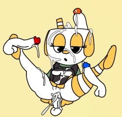 anthro cum cum_on_face cup cuphead cuphead_(game) mikahead_(character) mugman