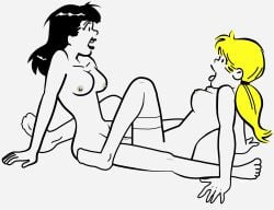 2022 2girls accurate_art_style archie_comics areola areolae bangs bare_arms bare_breasts bare_legs bare_midriff bare_shoulders bare_thighs barefoot betty_and_veronica betty_cooper black_hair blonde_hair bottomless bottomless_female breasts cleavage collarbone completely_naked completely_nude completely_nude_female dildo duo duo_female duo_focus erect_nipples exposed_breasts eyebrows eyelashes fit_female hair happy_sex j_d_ lesbian_sex long_hair looking_at_another looking_at_partner minimalist_coloring multiple_girls naked naked_female nipples no_bra no_clothes no_panties open_mouth ponytail sex shiny_hair simple_coloring simple_shading slim slim_waist smile smiling socks stockings stockings_only tagme teeth thighhighs thighs tied_hair tongue tongue_out topless topless_female uncensored veronica_lodge white_background white_skin yellow_hair yuri