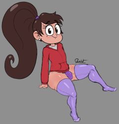 1boy black_eyes bottomwear brown_hair bulge bulge_through_clothing clothing earrings feet femboy femboy_only feminine_male girly hoodie marco_diaz pachislot panties panty_bulge penis_bulge ponytail princess_marco purple_panties purple_thighhighs red_hoodie sissy solo star_vs_the_forces_of_evil thick_thighs thighhighs thighs topwear trap